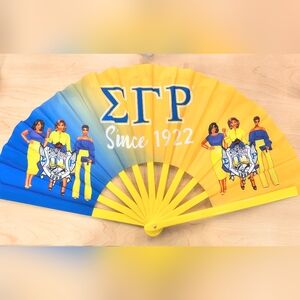 Yellow and Blue Sigma Gamma Rho Fan